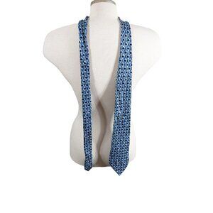 Aquascutum of London Silk Neck Tie Blue Gray Geometric Print